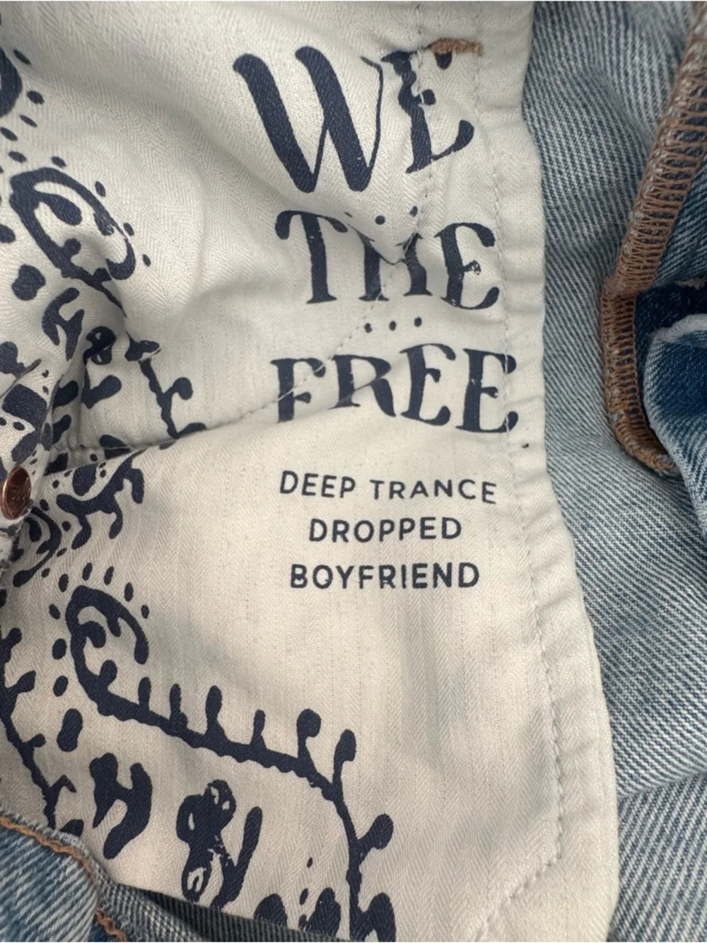 We The Free Deep Trance Dropped Boyfriend Jeans 25 Light Wash Cropped Wide Leg - Picture 9 of 9